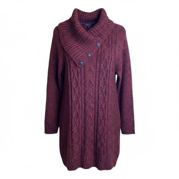 Relativity Sweaters - NWT Relativity Deep Red Metallic Cowl Neck Sweater Tunic Size 1X